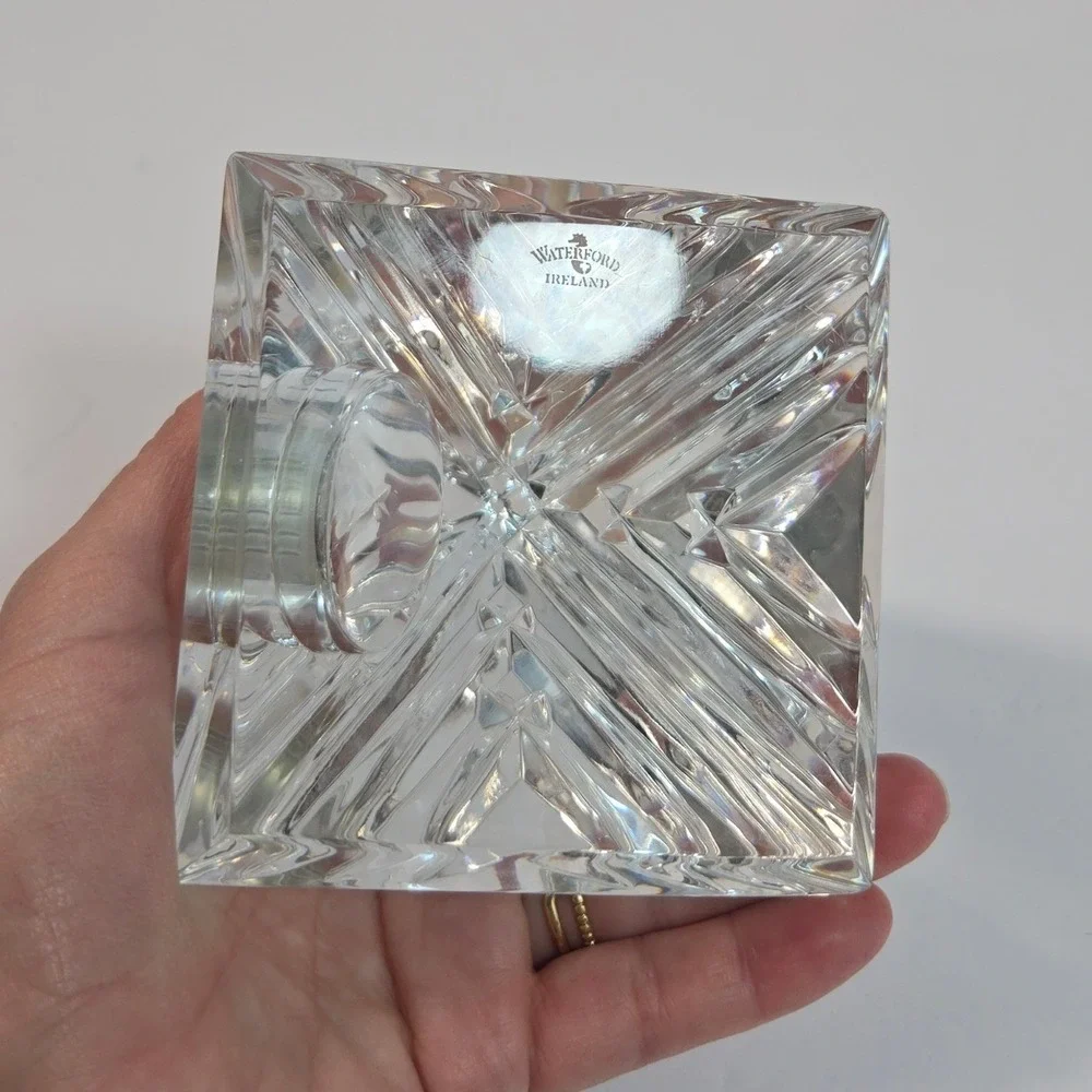 Waterford Crystal Pyramid Desk Clock Made in Ireland Cut Glass Roman Numeral 4